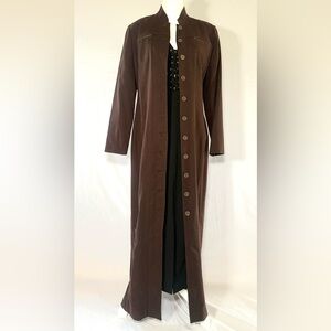 90’s Vintage Georgiou Long Brown Button-Up Jacket Size 8